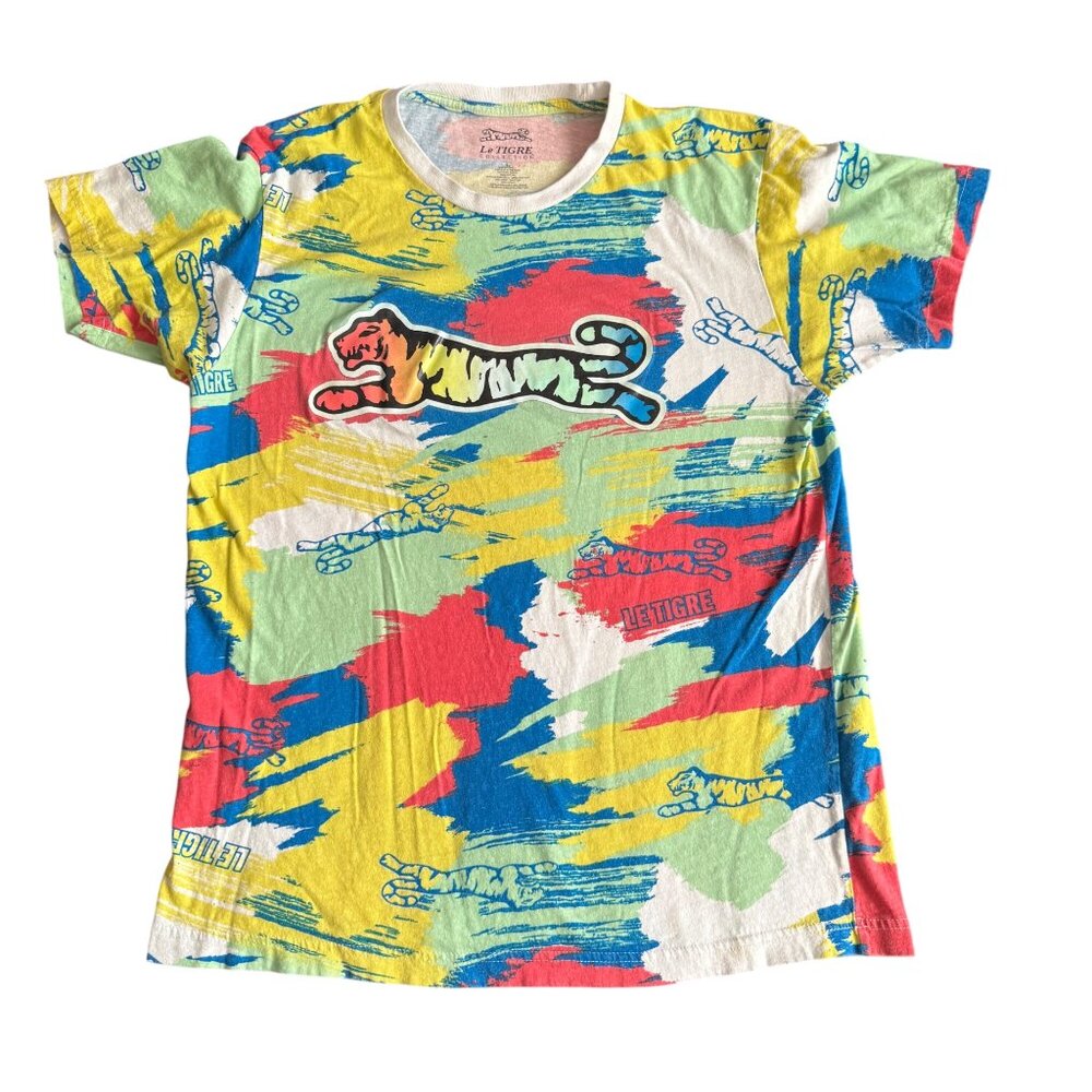 Le Tigre Collection Multicolor Graphic Tiger Print T-Shirt